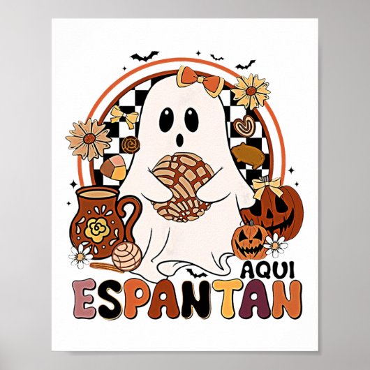 Aqui Espantan! Dia De Muertos Spaanse Mexicaanse H Poster (Voorkant)