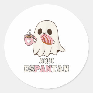 Aqui Espantan - Grappige Spaanse Halloween Mexicaa Ronde Sticker