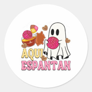 Aqui Espantan Spaanse Halloween Mexicaanse Conchas Ronde Sticker