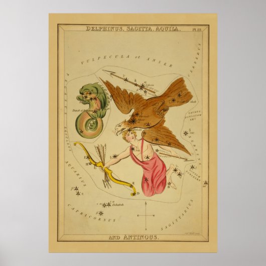 Aquila the Eagle - Astronomisch Star Chart Poster (Voorkant)