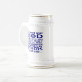 Aquinas Citaat Kijk Wat God Jou Gegeven Heeft Blau Bierpul (Voorkant links)