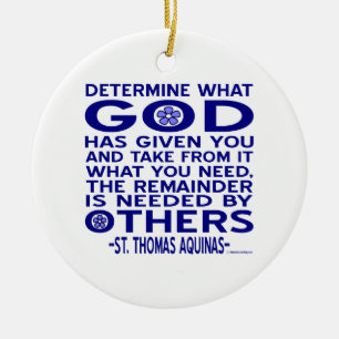 Aquinas Citaat Kijk Wat God Jou Gegeven Heeft Blau Keramisch Ornament