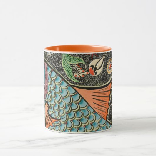 Aqwa mozaïek blauwgroen viskunst mok (Midden)