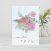 *~* AR12 QR Damask RSVP Rose Bouquet Wedding Invi Kaart (Staand voorkant)