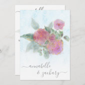 *~* AR12 QR Damask RSVP Rose Bouquet Wedding Invi Kaart (Voorkant / Achterkant)