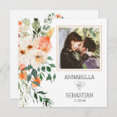 *~* AR12 QR RSVP FOTO Pink Flowers WEDDING Kaart (Voorkant / Achterkant)