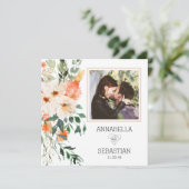 *~* AR12 QR RSVP FOTO Pink Flowers WEDDING Kaart (Staand voorkant)