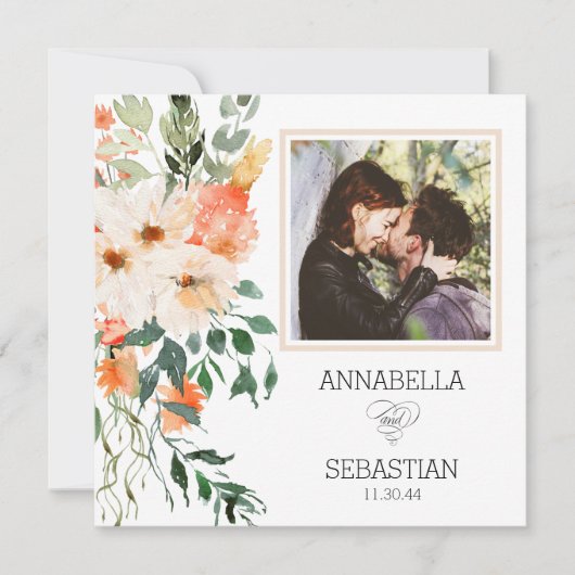 *~* AR12 QR RSVP FOTO Pink Flowers WEDDING Kaart (Voorkant)