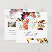 *~* AR15 Bloem - QR FOTO Elegant Artsy Wedding Bedankkaart (Voorkant / Achterkant)