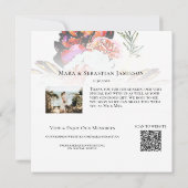 *~* AR15 Bloem - QR FOTO Elegant Artsy Wedding Bedankkaart (Achterkant)