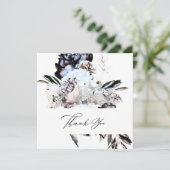 *~* AR15 Floral - QR FOTO Blue Artsy Wedding Bedankkaart (Staand voorkant)