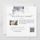 *~* AR15 Floral - QR FOTO Blue Artsy Wedding Bedankkaart (Achterkant)