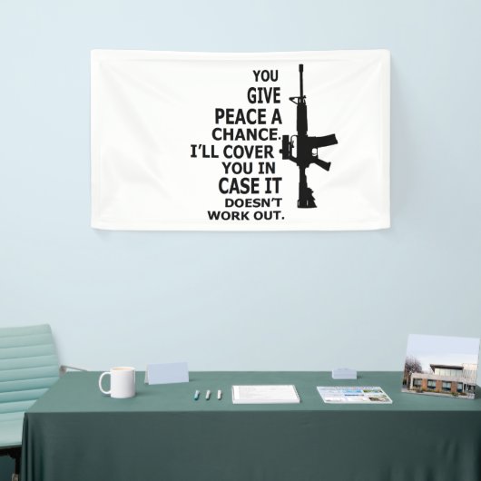 AR15, M16, 2e amendement - GEEF VREDE EEN KANS  Spandoek (Beurs)