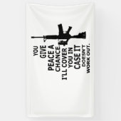 AR15, M16, 2e amendement - GEEF VREDE EEN KANS  Spandoek (Verticaal)