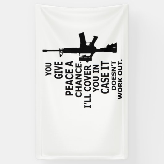 AR15, M16, 2e amendement - GEEF VREDE EEN KANS  Spandoek (Verticaal)