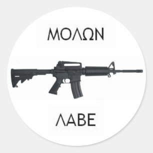 AR15 Molon Labe stcker Ronde Sticker