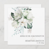 *~* AR15 - Witte bloemen boeketten QR RSVP bruilof Kaart (Voorkant / Achterkant)