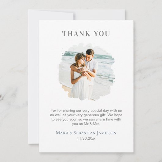 *~* AR16 Elegant FOTO QR code DIY Wedding Bedankkaart (Voorkant)