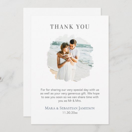 *~* AR16 Elegant FOTO QR code DIY Wedding Bedankkaart (Voorkant / Achterkant)