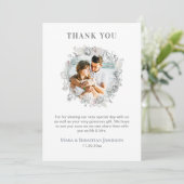 *~* AR16 QR Foto Elegant Floral Wedding Bedankkaart (Staand voorkant)