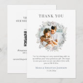 *~* AR16 QR Foto Elegant Floral Wedding Bedankkaart (Voorkant / Achterkant)
