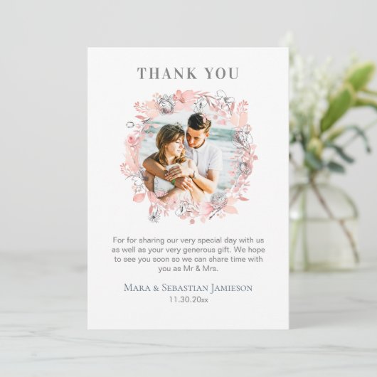 *~* AR16 Waterverf Elegante Trendy bruiloft Dank Bedankkaart (Staand voorkant)