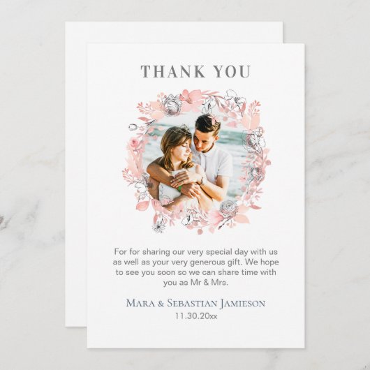 *~* AR16 Waterverf Elegante Trendy bruiloft Dank Bedankkaart (Voorkant / Achterkant)