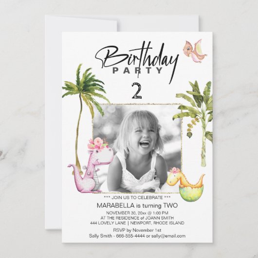 *~* AR21 Dragon Dinosaur 2 TWEE Fotodag  Kaart (Voorkant)