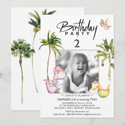 *~* AR21 Dragon Dinosaur 2 TWEE Fotodag Kaart (Voorkant / Achterkant)