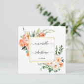 *~* AR21 QR RSVP Gold Glitter Flowers WEDDING Kaart (Staand voorkant)