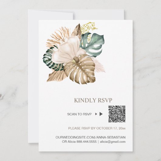 *~* AR21 QR RSVP Oerwoud Leopard Botanische WEDDIN Kaart (Achterkant)