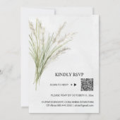 *~* AR21 QR RSVP Pampas Grass Botanical WEDDING Kaart (Achterkant)