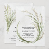 *~* AR21 QR RSVP Pampas Grass Botanical WEDDING Kaart (Voorkant / Achterkant)