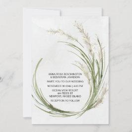 *~* AR21 QR RSVP Pampas Grass Botanical WEDDING Kaart