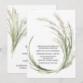 *~* AR21 QR RSVP Pampas Grass Planten WEDDING Kaart (Voorkant / Achterkant)