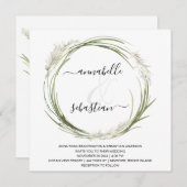 *~* AR21 QR RSVP Pampas Grass WEDDING Kaart (Voorkant / Achterkant)