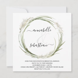 *~* AR21 QR RSVP Pampas Grass WEDDING Kaart