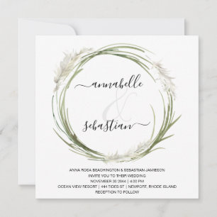 *~* AR21 QR RSVP Pampas Grass WEDDING Kaart