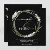 *~* AR21 RSVP Pampas Grass QR WEDDING Kaart (Voorkant / Achterkant)
