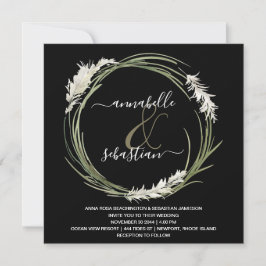 *~* AR21 RSVP Pampas Grass QR WEDDING Kaart
