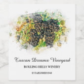 *~* AR21 Winery Wine Cellar Grape Cluster Vineyard Wijn Etiket (Enkel label)