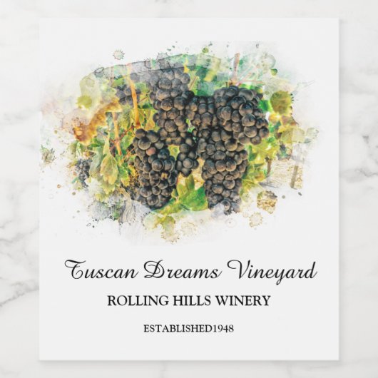 *~* AR21 Winery Wine Cellar Grape Cluster Vineyard Wijn Etiket (Enkel label)