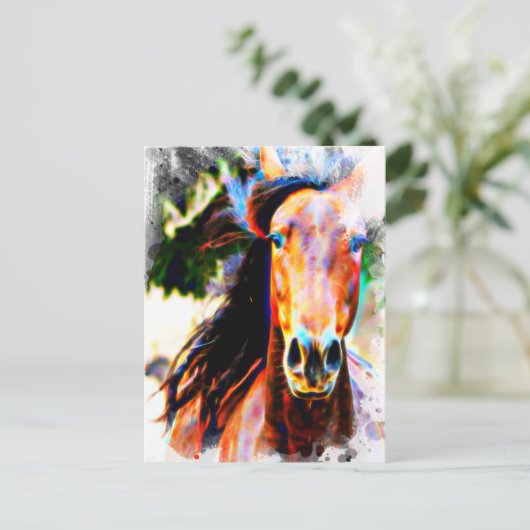 *~* AR22 Bold Horse Artistic Equine Artsy Print Briefkaart (Staand voorkant)