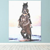 *~* AR22 Waterverf Vrouw Paard Strand Paardachtige Canvas Afdruk (Insitu (Houten vloer))