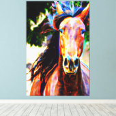 *~* AR22 Zwart Mane Paard Paard Paardenkunst Canva Canvas Afdruk (Insitu (Houten vloer))