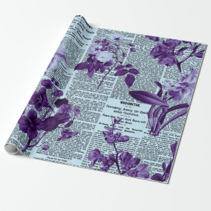 * AR23 Floral Flower  Victoriaans Newspaper Cadeaupapier