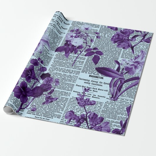 * AR23 Floral Flower Victoriaans Newspaper Cadeaupapier (Uitgerold)