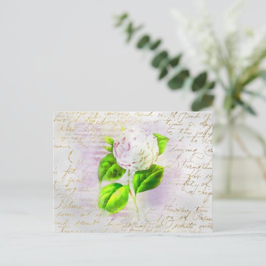 ** AR23 Floral Old Handwrite Romantic Briefkaart (Staand voorkant)