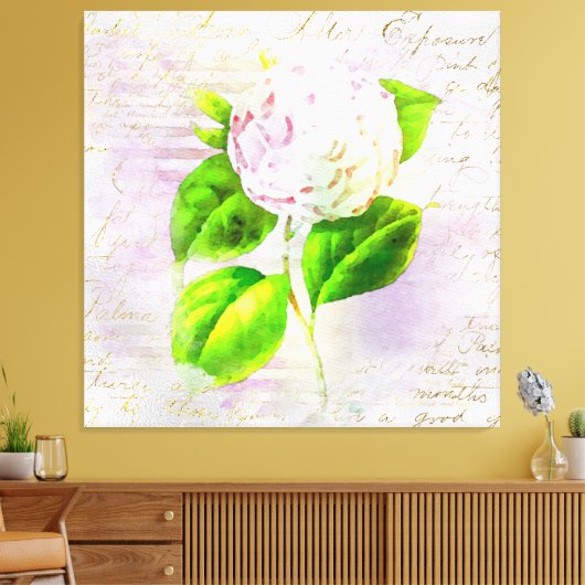 ** AR23 Floral Old Handwriting Victoriaans Canvas Afdruk (Insitu (Woonkamer))