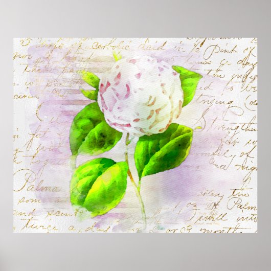 ** AR23 Floral Old Handwriting  Victoriaans Poster (Voorkant)